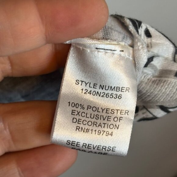 One World Blouse Women's Size 1X Paisley Beaded Black White NEW - Picture 4 of 4